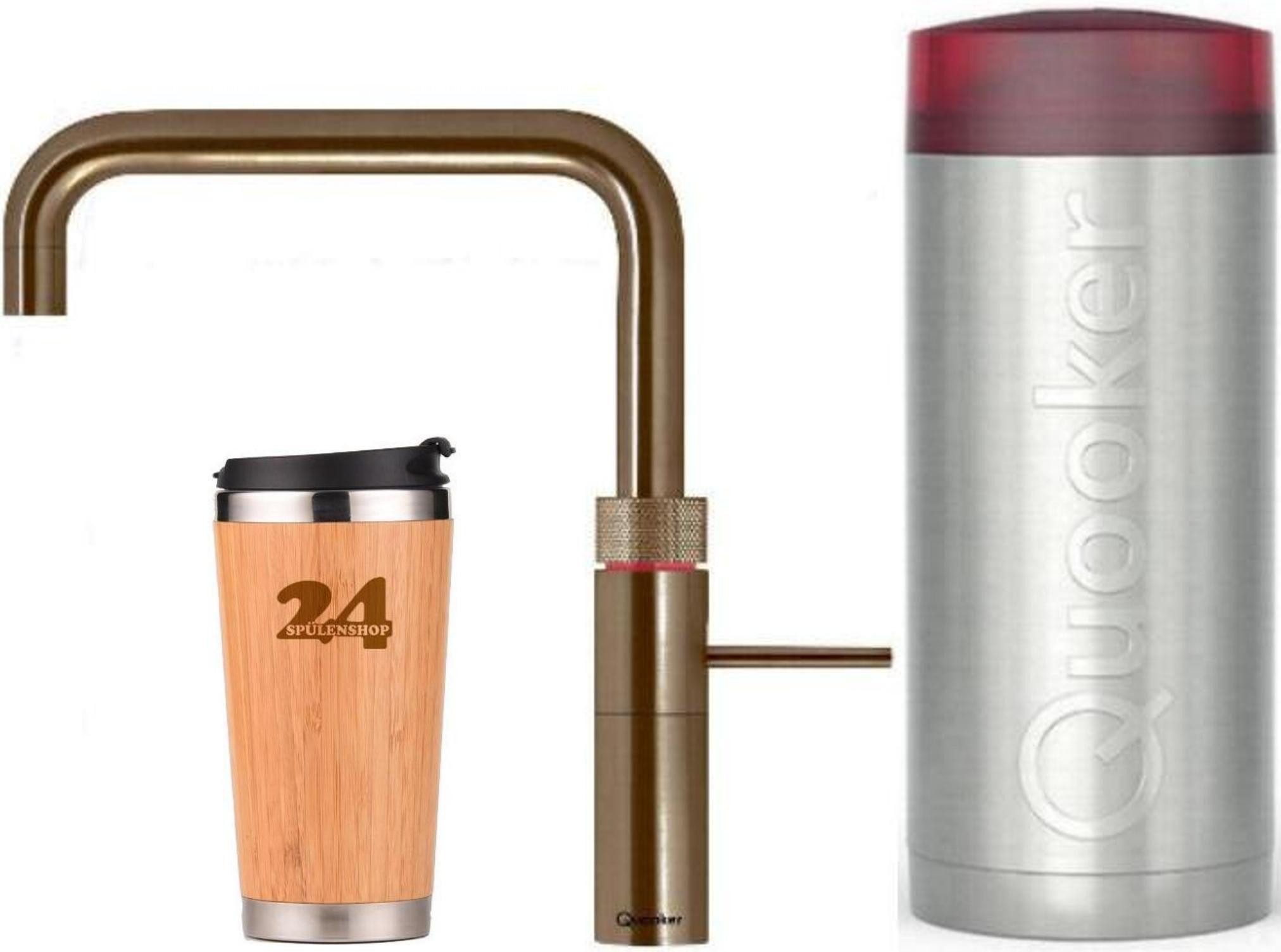 QUOOKER Küchenarmatur QUOOKER FUSION SQUARE COMBI+ B 100°C Armatur (22+FSPTN) (2-St) Spültischmischer mit 100°C Kochendwasserfunktion