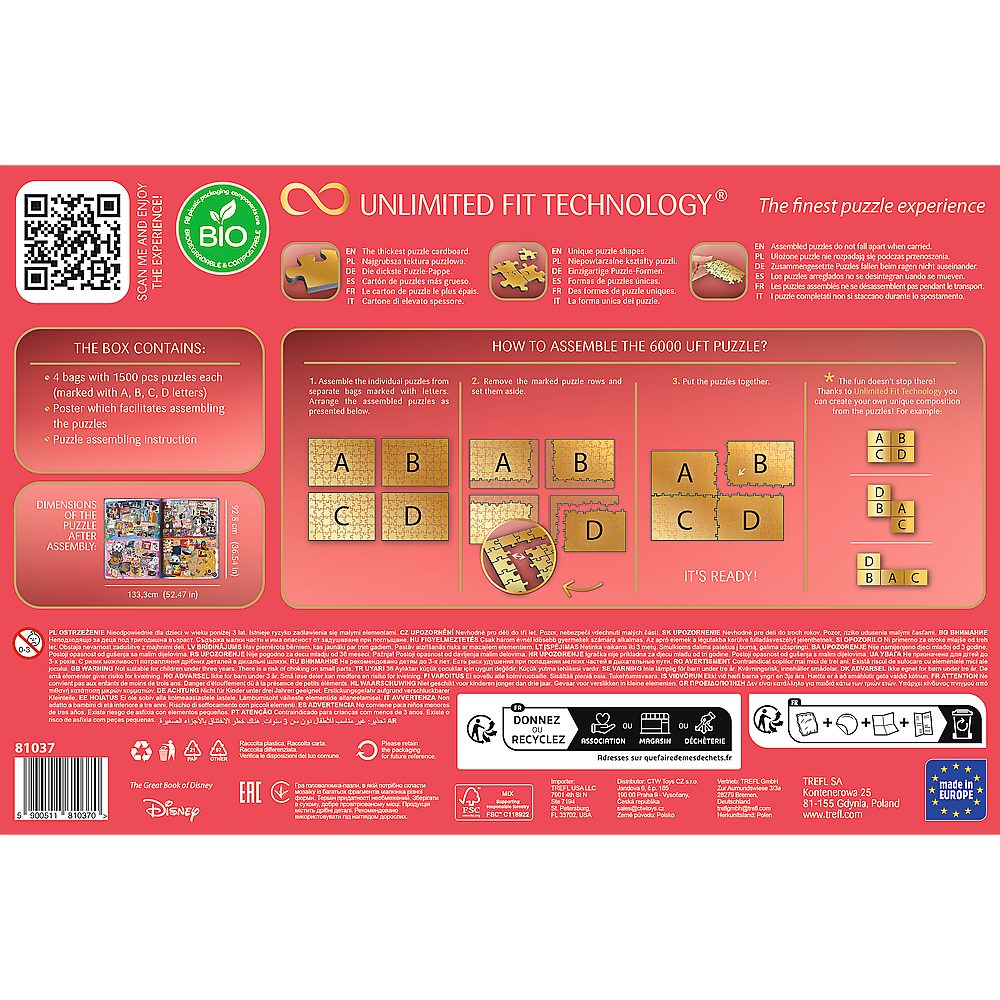 Trefl Puzzle The Great Book of Disney 6000 Teile Puzzle, 6000 Puzzleteile, Made in Europe