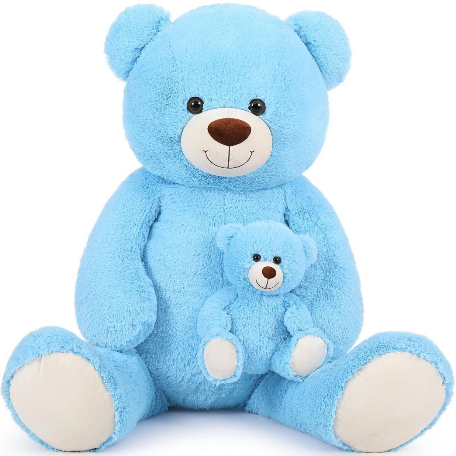 LuxusKollektion Kuscheltier Teddybär 130cm XXL Plüschbär Stoffbär Kuscheltier Kinder Blau 130 cm