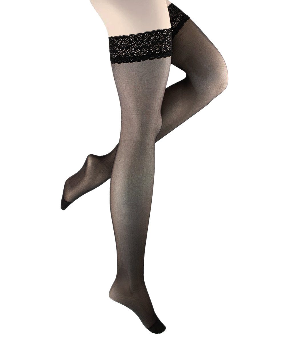 Wilox Halterlose Feinstrümpfe Gold Stay up (1-Paar, 1 Paar) transparent & matt