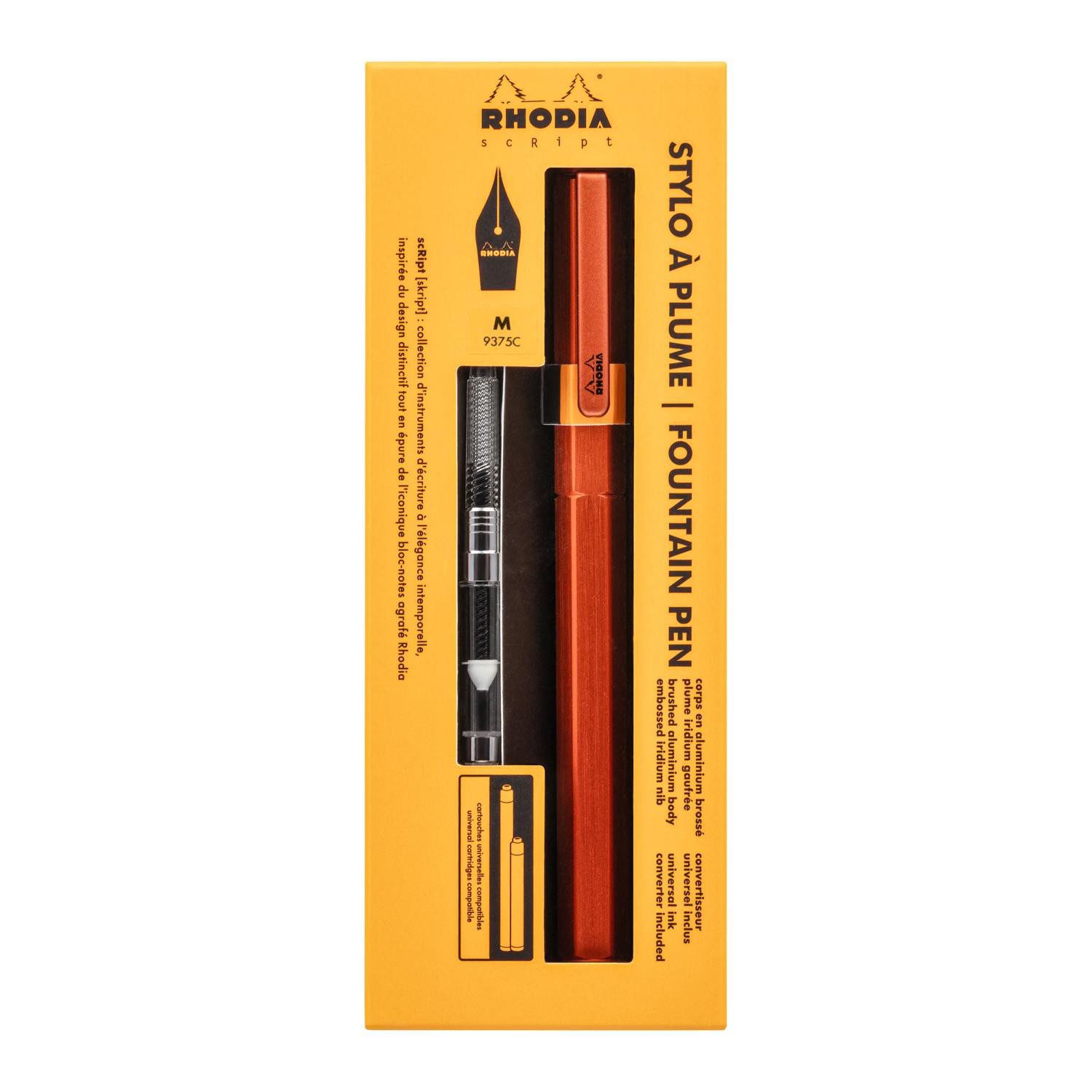 Rhodia Künstlerstift scRipt, Füllfederhalter, Federstärke M - Orange 9375C, Füllfederhalter