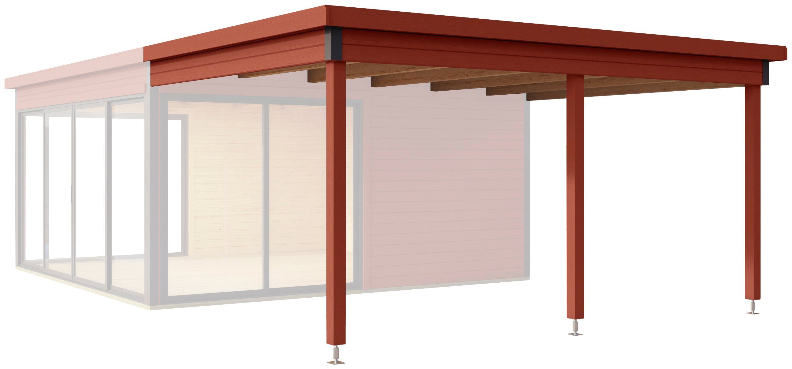 LASITA MAJA Gartenhaus-Anbaudach DOMEO 5 DACHVERLÄNGERUNG SCHWEDENROT, BxT: 437,6x300 cm, für Domeo 5