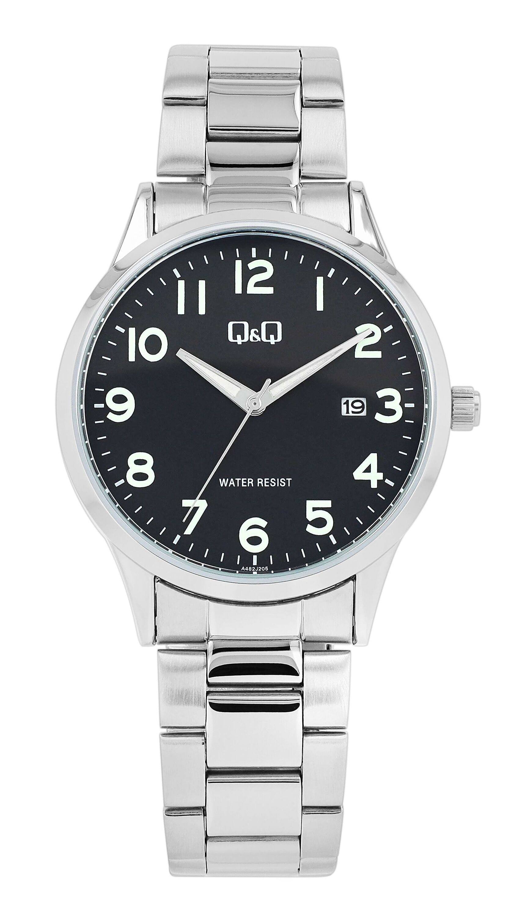 Quarzuhr A482J204Y Q&Q Herrenuhr mit Edelstahlarmband, Datumsanzeige