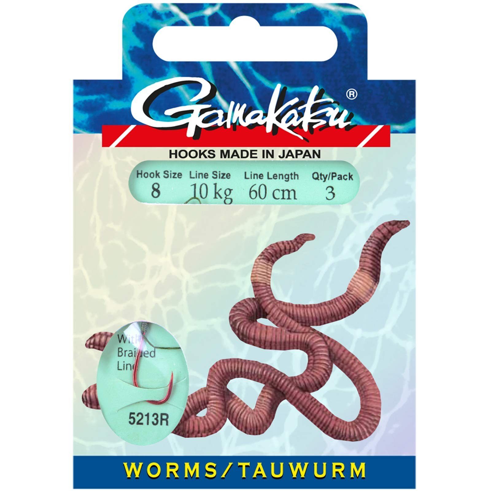 Gamakatsu Vorfach BKD-5213R 6 geflochten Gr. WORM Braided Gamakatsu Wurmhaken,