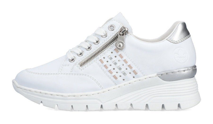 Rieker Wedgesneaker mit seitlichen Flechtdurchzügen, Freizeitschuh, Halbschuh, Schnürschuh – Bild 5 von 5