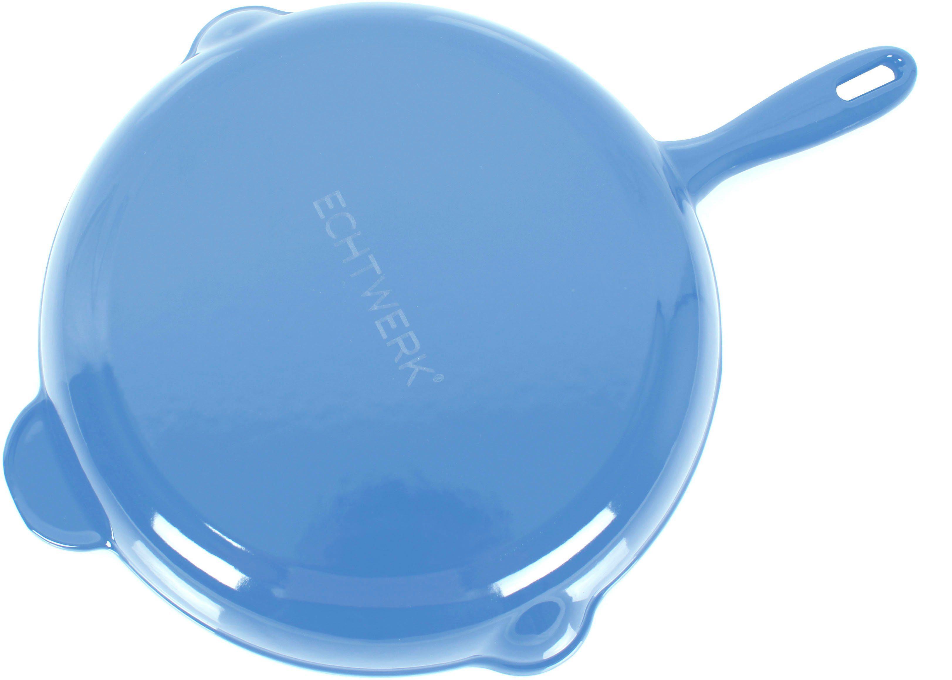 ECHTWERK Bratpfanne mit Emaille-Beschichtung, Gusseisen, Ausgießer, für Backöfen, Grill, BBQ und Induktion, Ø 26,5 cm