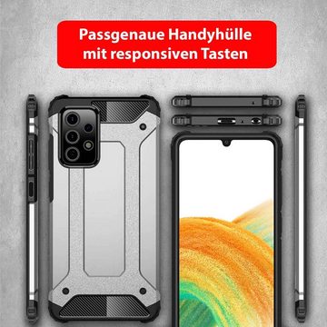FITSU Handyhülle Outdoor Hülle für Samsung Galaxy A33 5G Schwarz, Robuste Handyhülle Outdoor Case stabile Schutzhülle mit Eckenschutz