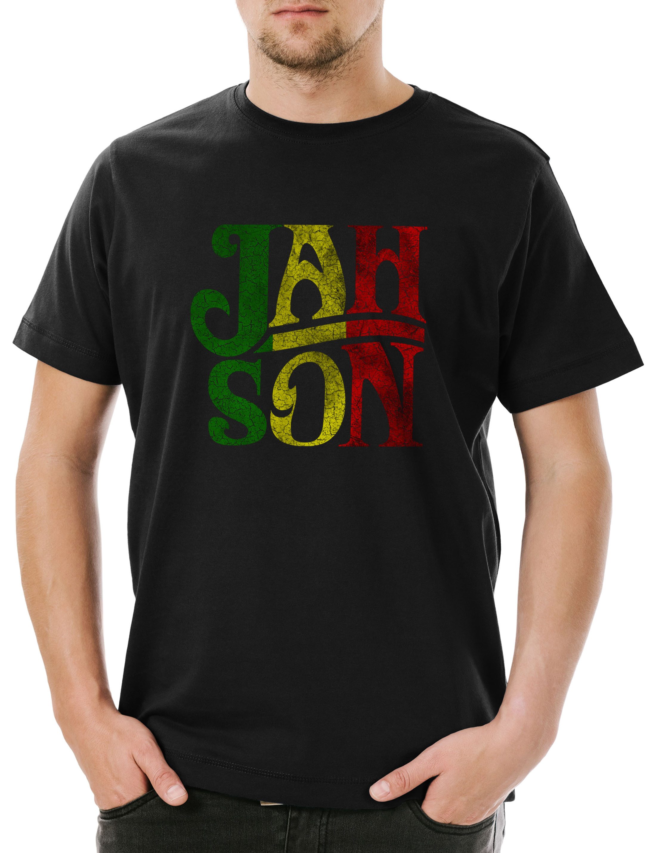Print-Shirt Jah Son Herren T-Shirt Reggae Reggaefari Babylon Irie Jamaica