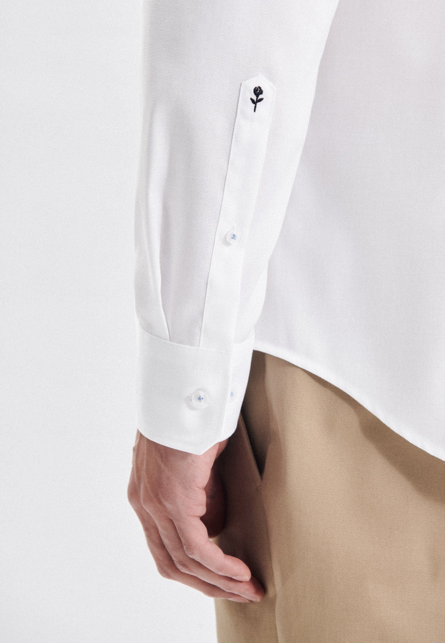 seidensticker Businesshemd Shaped Shaped Langarm Uni Weiß Kentkragen