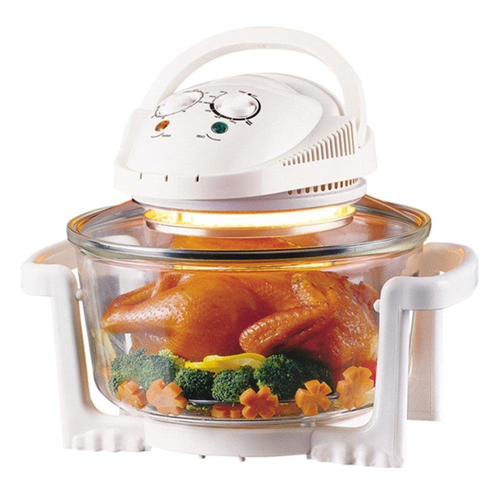 Camry Multiofen CR 6305 Heißluftofen 12 Liter, Heissluftfritteuse, Dampfgarer, 1400 Watt, Dampfgaren, Glas, Weiß