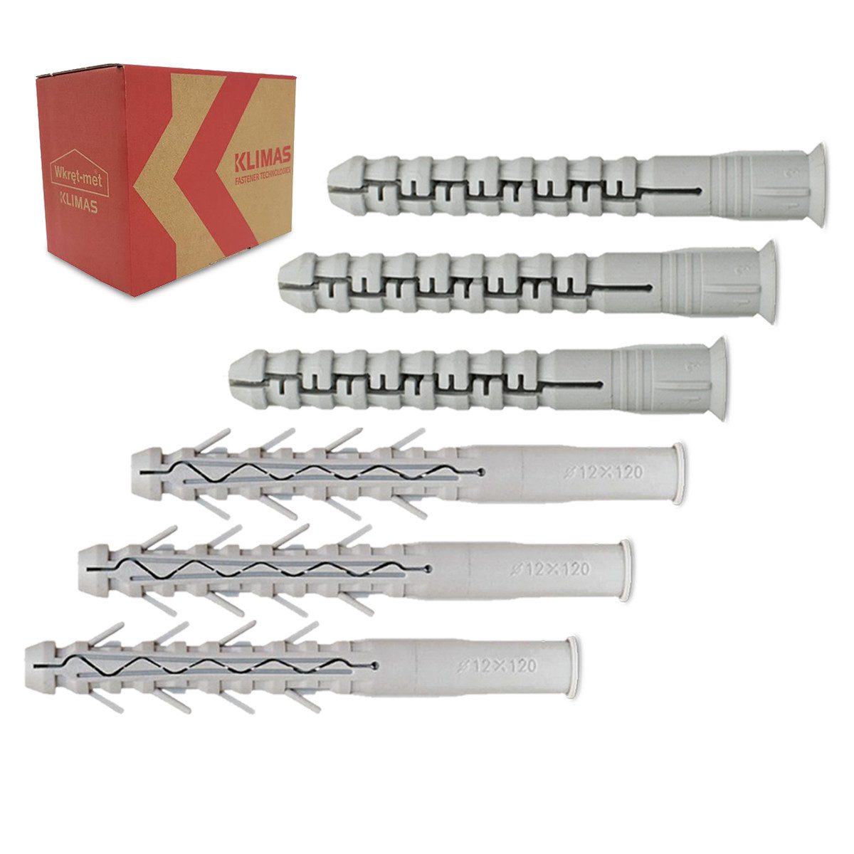 Schrauben- und Dübel-Set 50/100 Stk. Universaldübel Ø10mm 80-220mm aus Kunststoff gefertigt