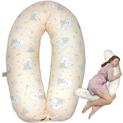 SEI Design Stillkissen Seitenschläferkissen XXL Babynest - Baby Erstausstattung Neugeborene, Kissen XXL 190x30 cm, Bezug 100% Baumwolle