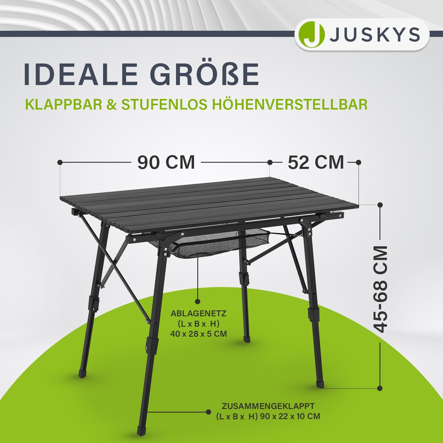 Juskys Campingtisch Picco, Höhenverstellbar, rutschfeste Füße, günstig online kaufen
