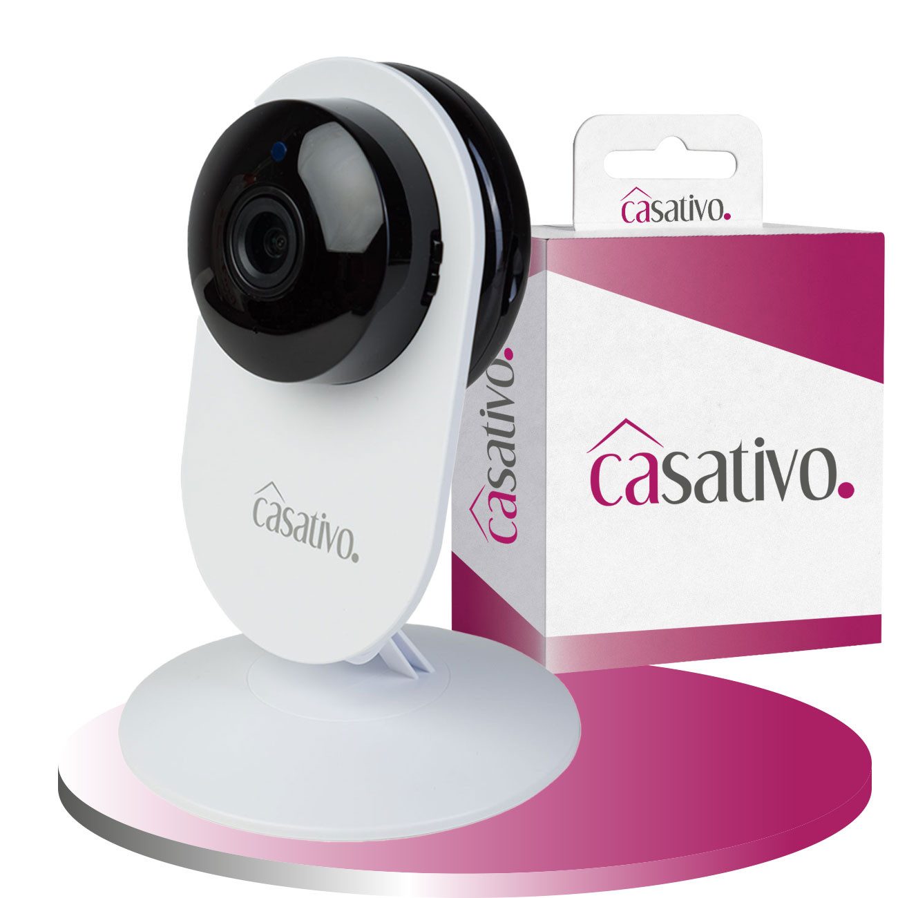 Casativo IP-Überwachungskamera Full-HD Überwachungskamera 135° Weitwinkel 10m-Nachtsicht & WLAN USB (Innenbereich, 1-tlg., Nachtsicht 10 m, Bewegungserkennung, 135°/85° Schwenkfunktion)