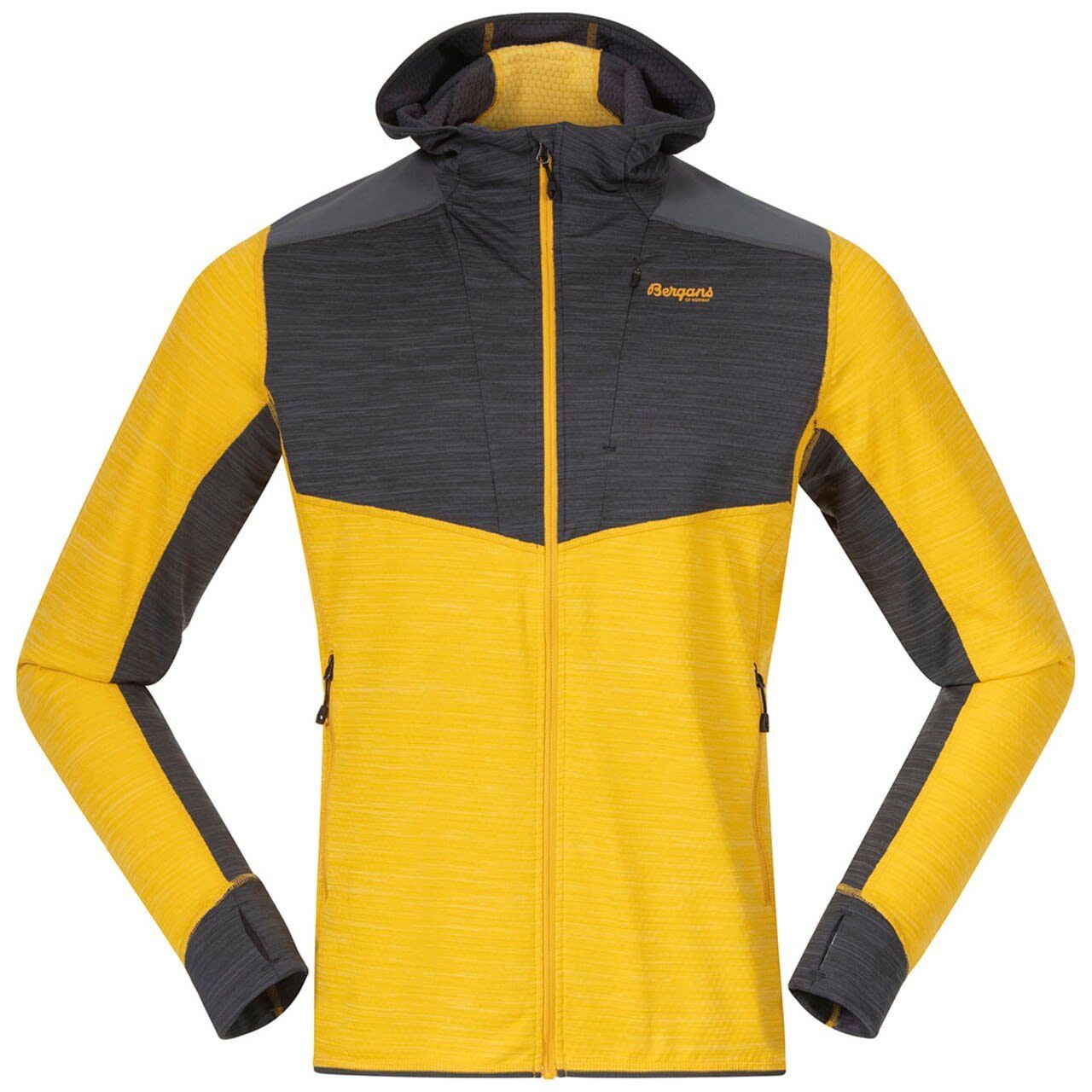 Grey Jacket Active Mid Yellow Solid Golden Light - Anorak M Hood Bergans Herren Rabot Bergans