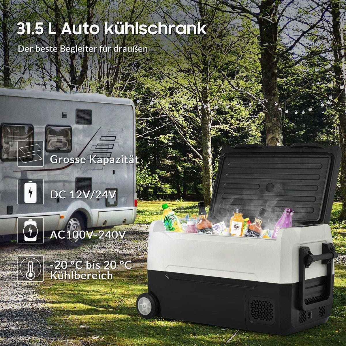 Auto-Kühlschrank / Gefrierschrank - 12/24 V (DC) /100 - 240 V (AC) - 30 L