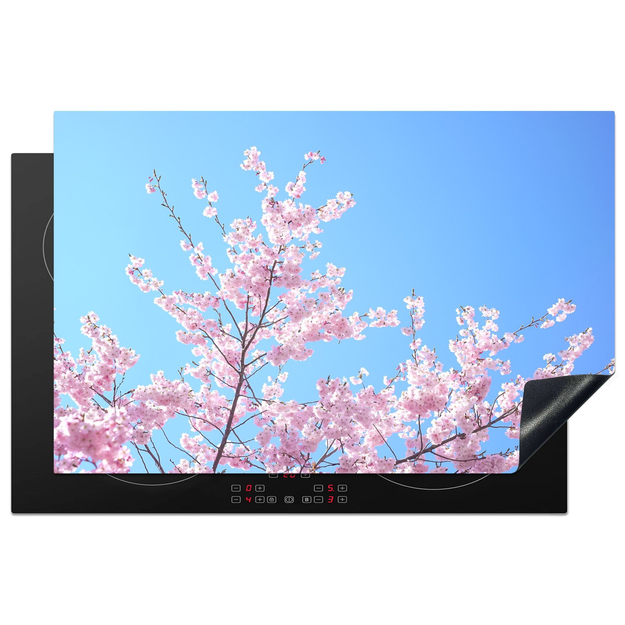 MuchoWow Herdblende-/Abdeckplatte Blütenbaum - Japan - Frühling, Vinyl, (1 tlg), 81x52 cm, Induktionskochfeld Schutz für die küche, Ceranfeldabdeckung