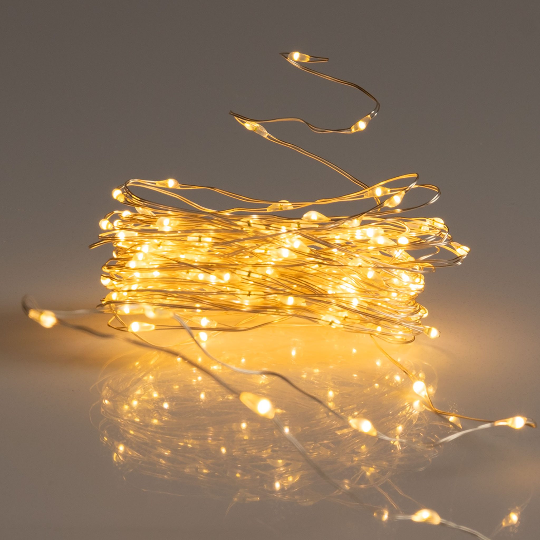 Spetebo LED-Lichterkette Draht Lichterkette 80 LED / 395 cm - warm weiß, 20-flammig, Deko Beleuchtung Indoor / Outdoor - Weihnachten Advent Winter