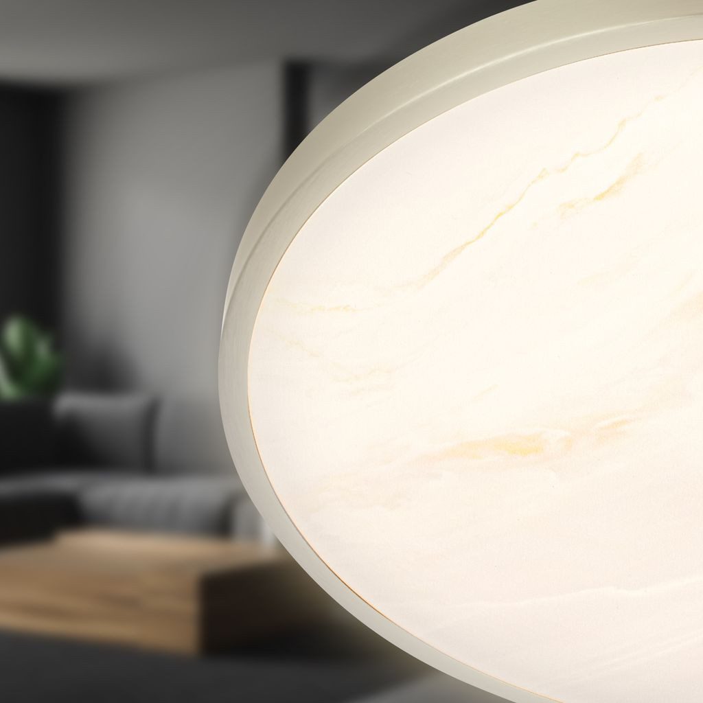 Briloner Leuchten LED Deckenleuchte LED Deckenlampe Dekorblende Alabaster Design, LED fest integriert, 3000K - Warmweiß, 33x6 cm, Wohnzimmer, Schlafzimmer, Flur, Küche