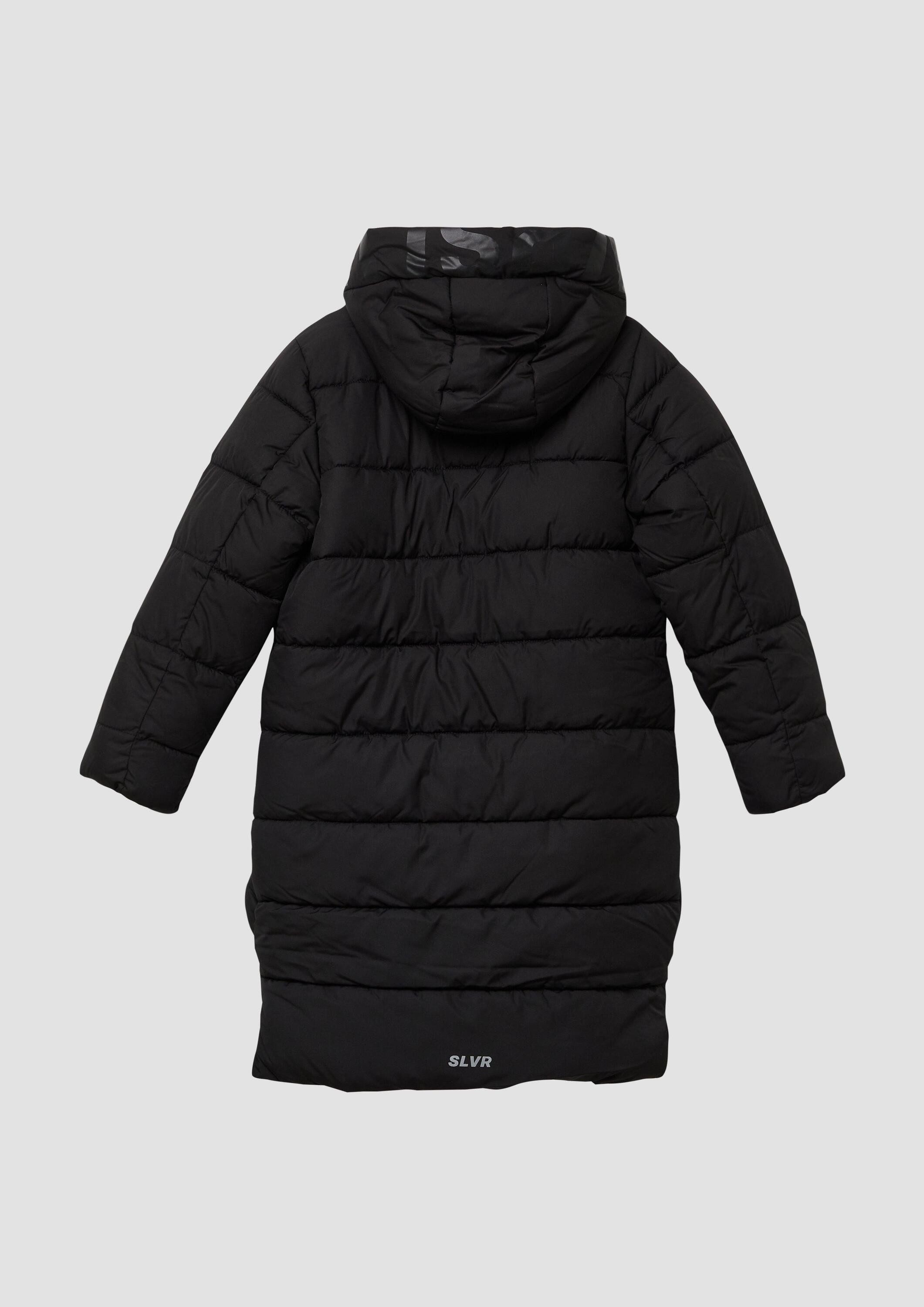 s.Oliver Wintermantel Outdoor-Mantel Steppmantel mit fixierter Kapuze mit Schriftzug