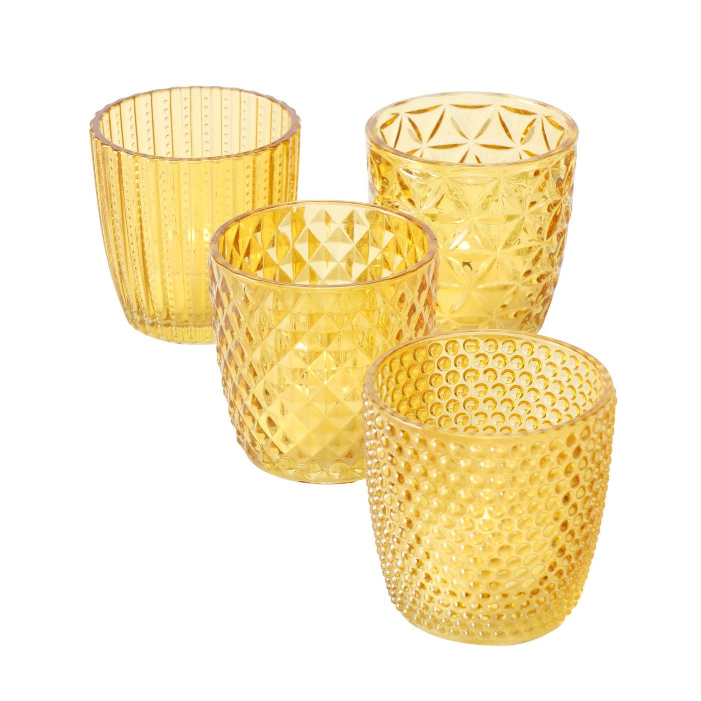 BOLTZE GRUPPE GmbH Teelichthalter Teelichthalter Marilu Glas lackiert gelb H.7,5 cm Ø.7,5 cm 4-teilig