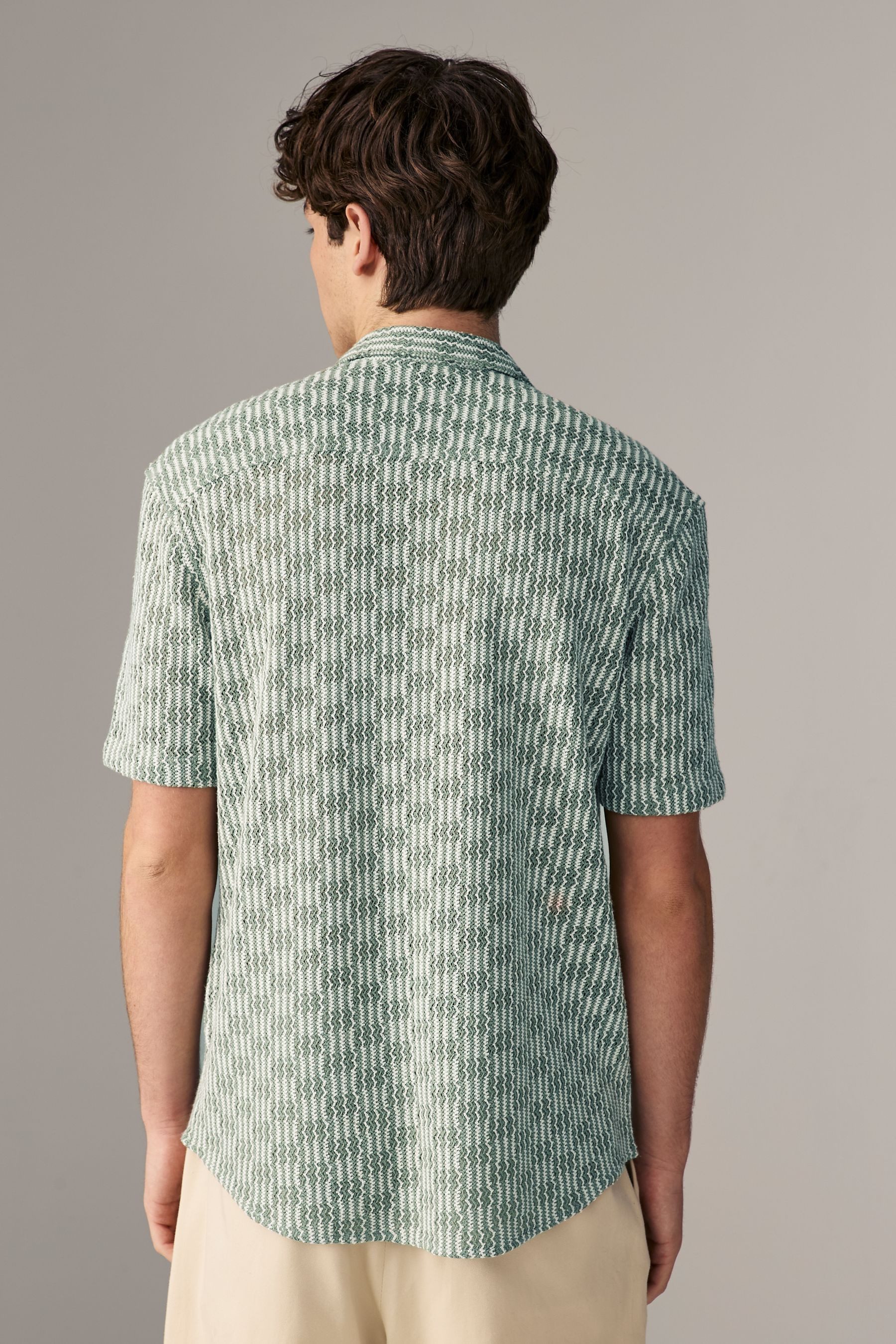 Next Kurzarmhemd Strukturiertes Kurzarmhemd mit Häkeldetail (1-tlg) günstig online kaufen