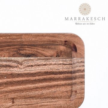 Marrakesch Orient & Mediterran Interior Tablett Tablett aus Akazienholz, Serviertablett, Schale, Servierbrett, Anea 21x6cm, Handarbeit