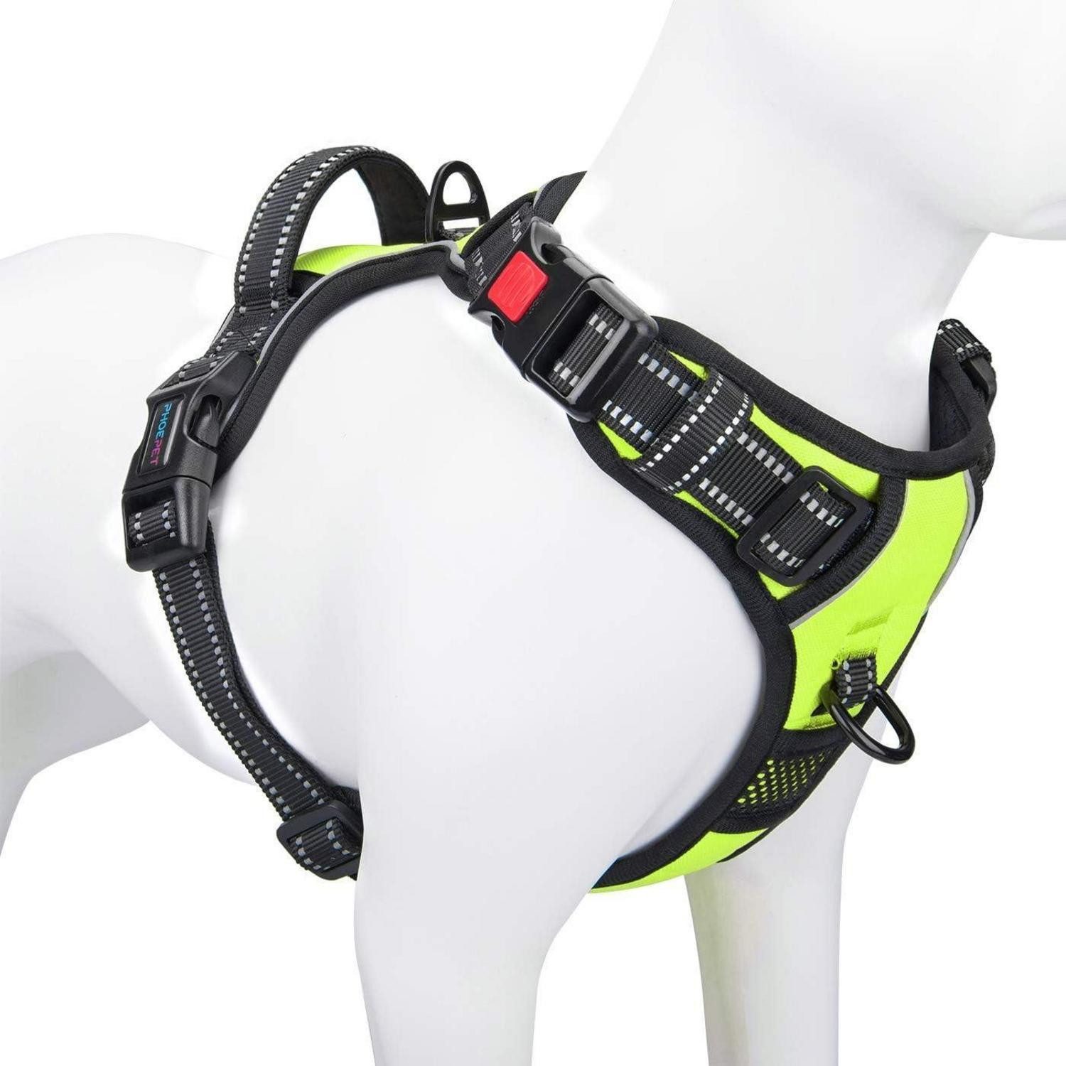 LuxusKollektion Hunde-Sicherheitsgeschirr Hundegeschirr Anti Zieh Reflektierend Verstellbar Grün Medium