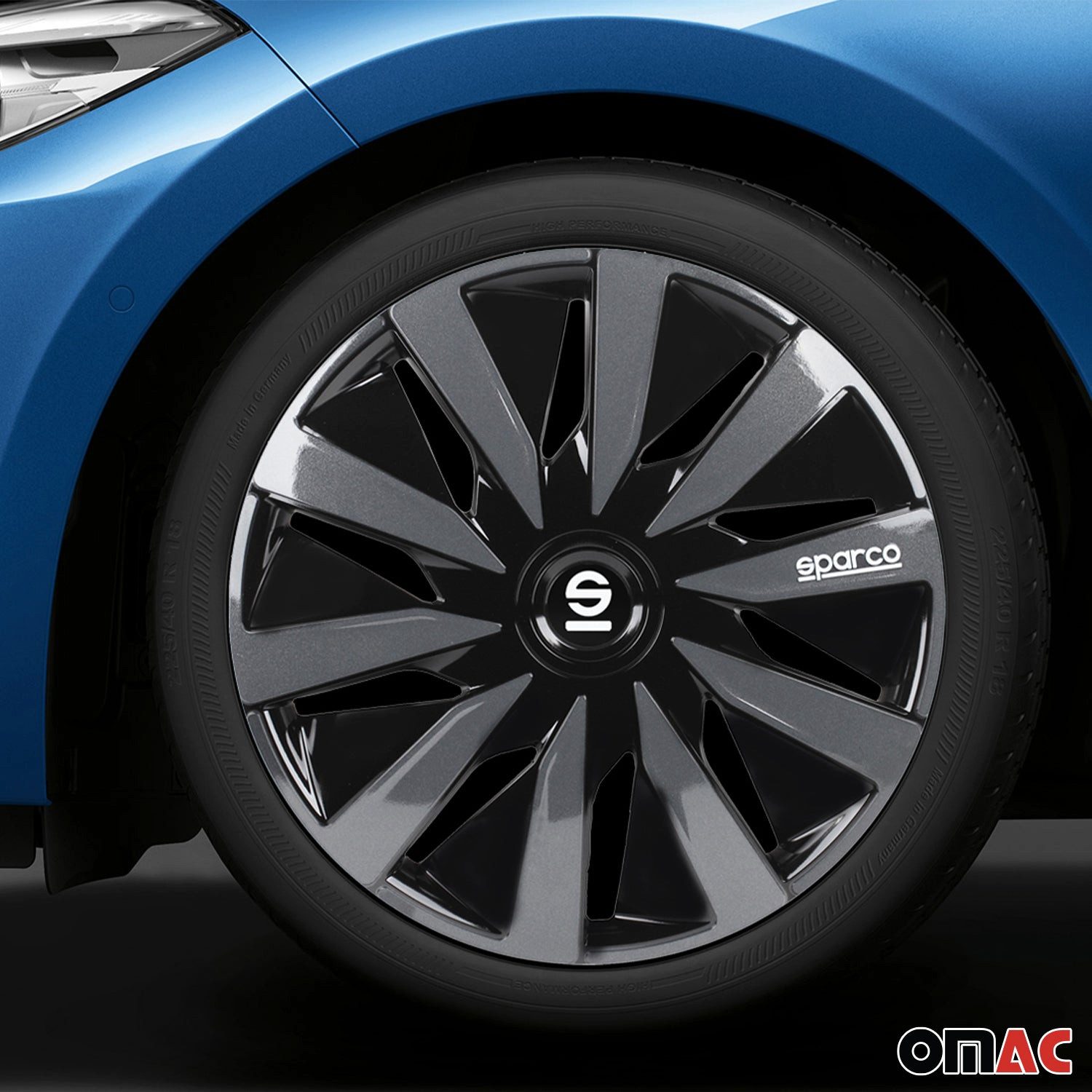 OMAC Radkappen Sparco 14 Zoll Roma Silber Grau 4tlg, (4-St) Einfache Installation, Haltbar