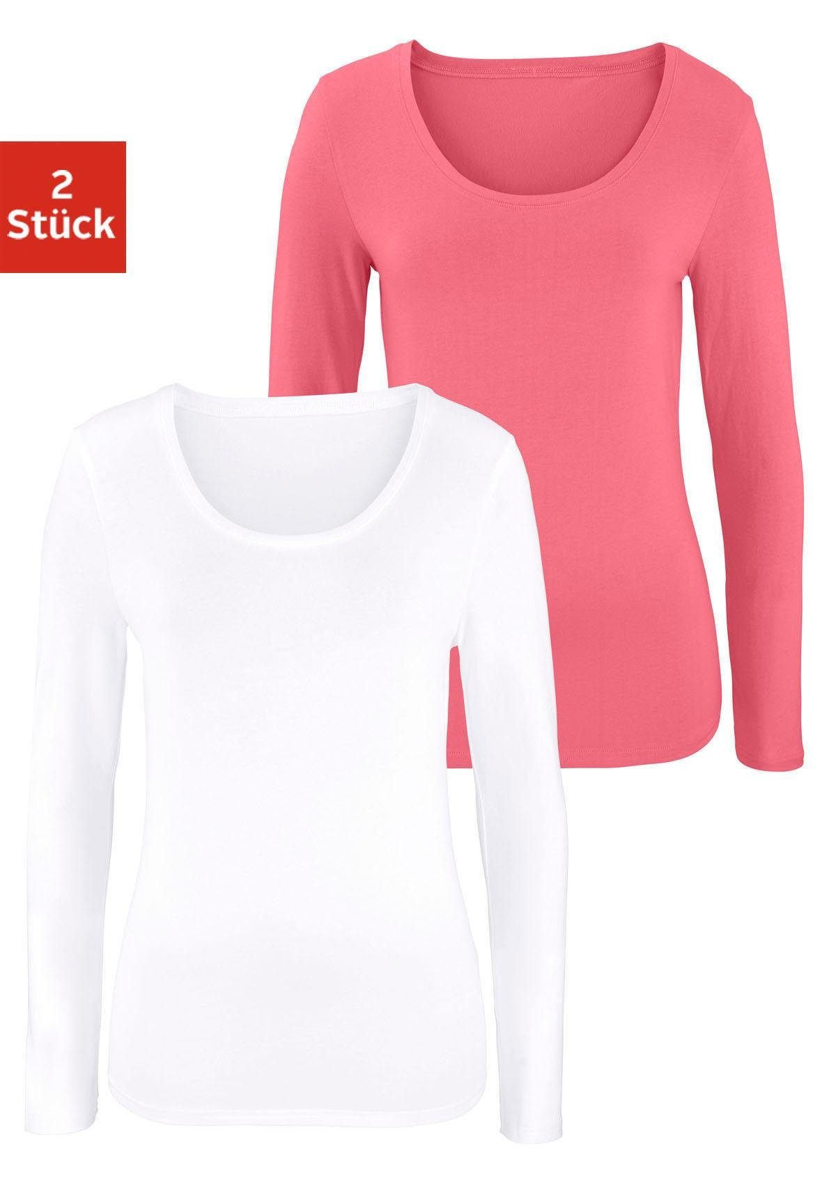 Vivance Langarmshirt aus elastischer Baumwoll-Qualität (2er-Pack)