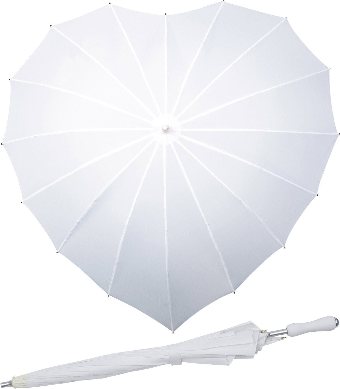 Impliva Langregenschirm Regenschirm 16-teilig in Herzform Hochzeitsschirm, herzförmiger Regenschirm weiß