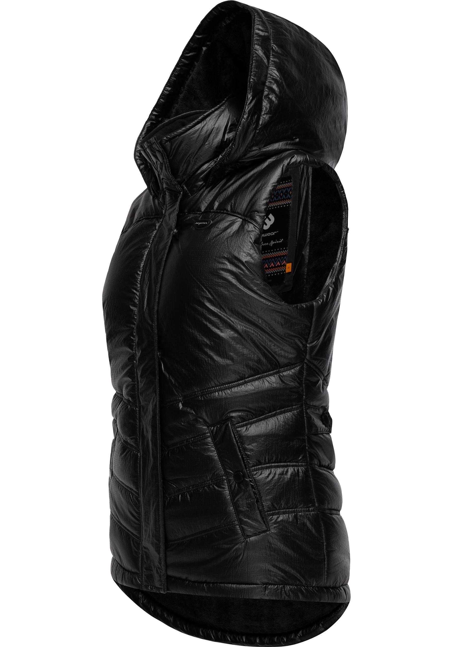 Ragwear Steppweste Hesty Bling Wasserdichte Outdoor-Weste mit abnehmbarer Kapuze