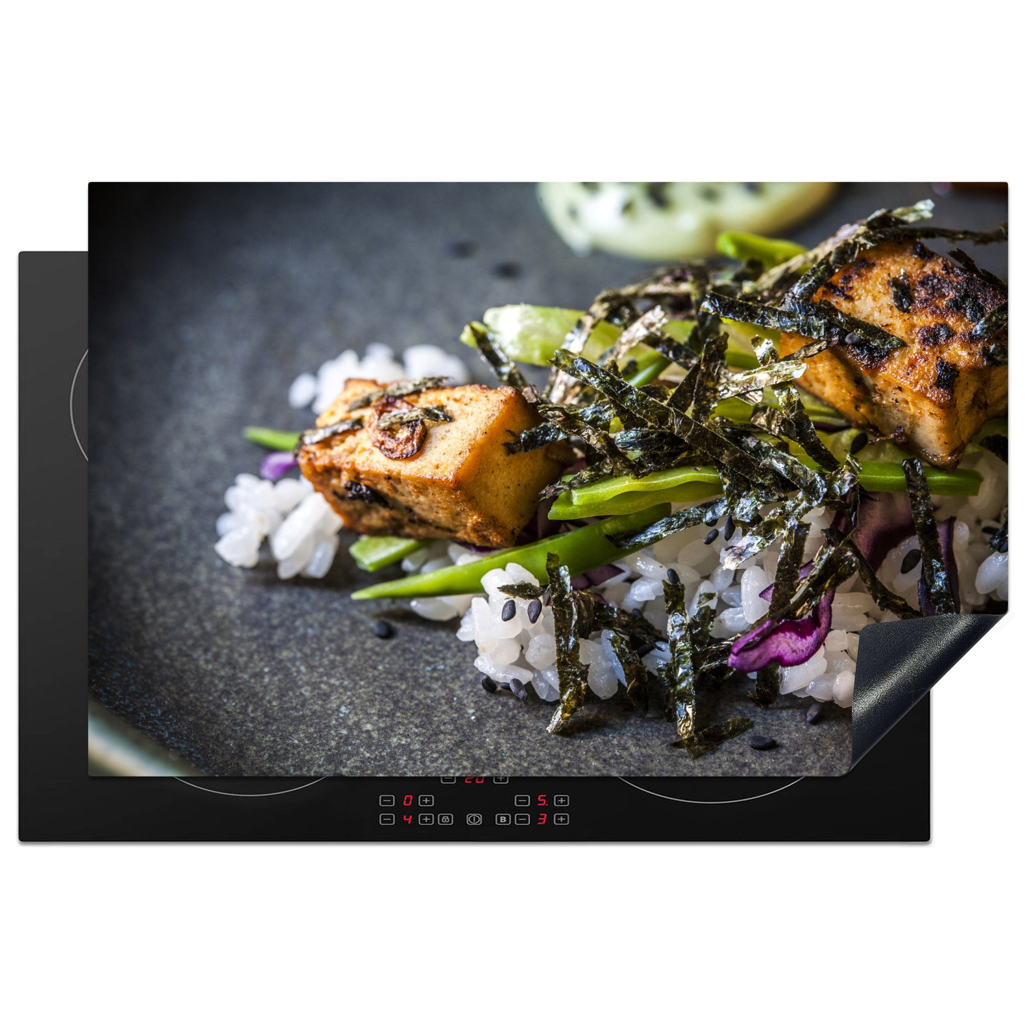 MuchoWow Herdblende-/Abdeckplatte Salat aus der asiatischen Küche, Vinyl, (1 tlg), 81x52 cm, Induktionskochfeld Schutz für die küche, Ceranfeldabdeckung