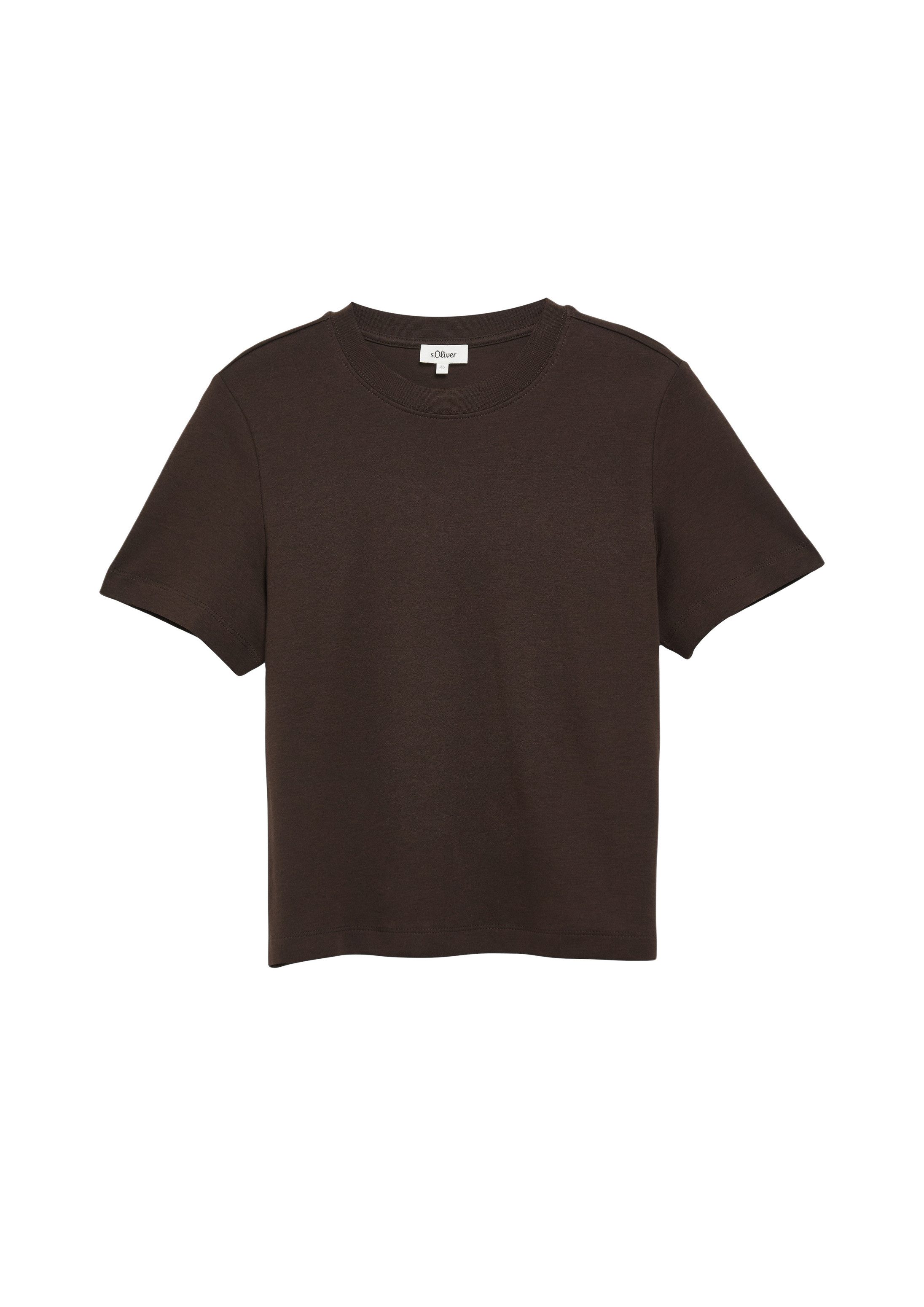 s.Oliver Kurzarmshirt T-Shirt Verkürztes T-Shirt aus Interlockjersey