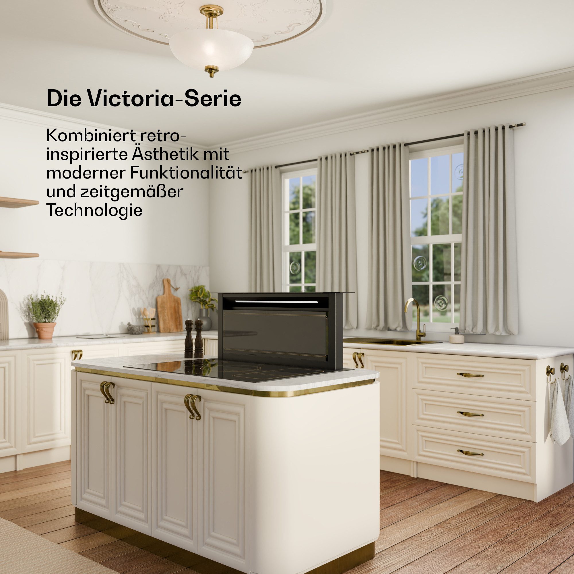 Klarstein Deckenhaube Victoria Serie Victoria Downdraft Wandhaube 90cm 713,8m³/h 120W BLDC 52 dB Touch Victoria, Dunstabzugshaube Downdraft Abluft Umluft mit Edelstahl & Aktivkohle
