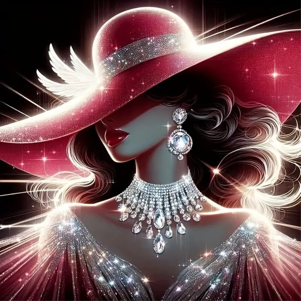 Venicce Love Kreativset Diamond Painting Bilder, 5D Diamant Painting Malerei Set, Frau mit Hut, (1-tlg)