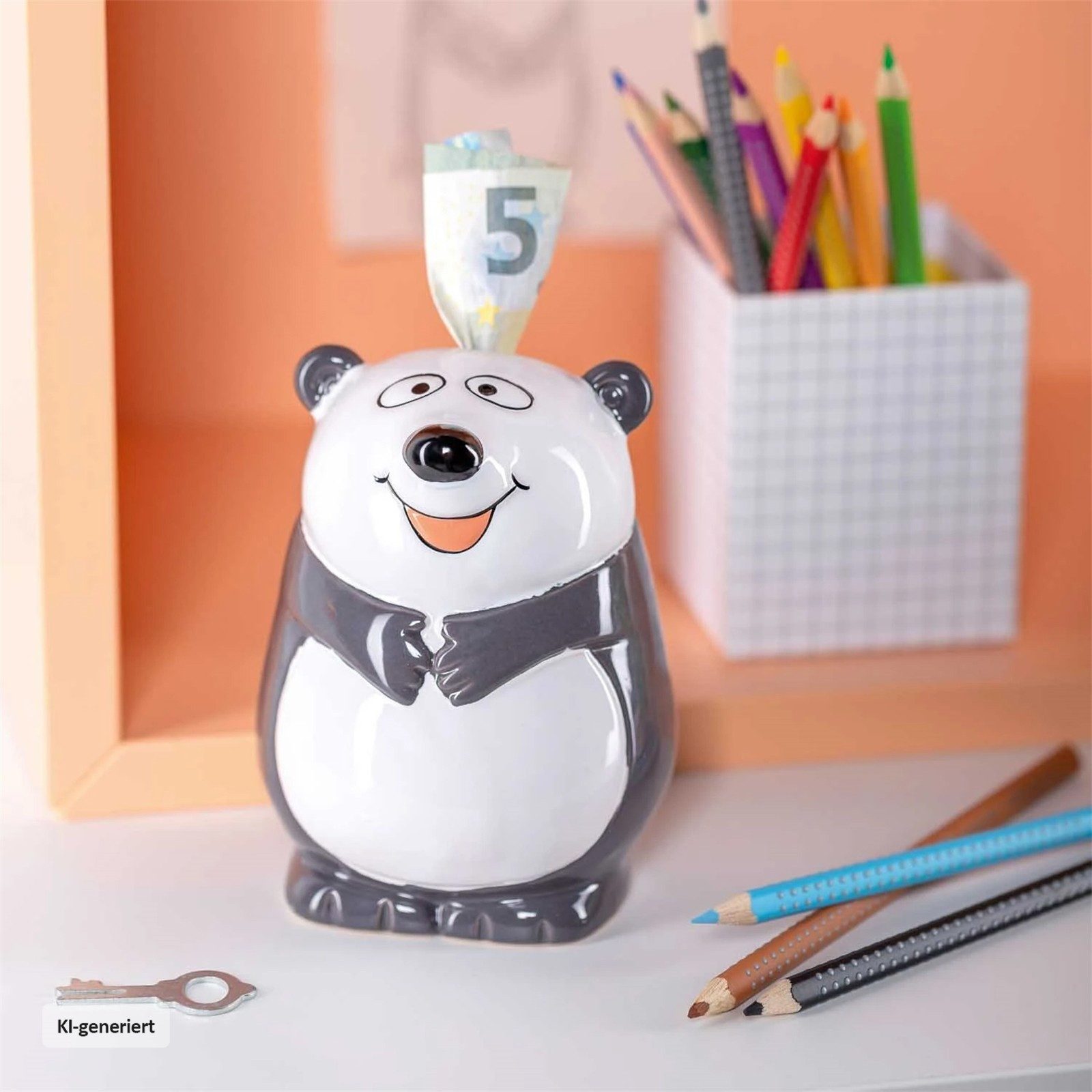 LEONARDO Spardose Spardose 12,2 cm Panda BAMBINI, (Stück, 1-tlg., 1 Spardose ohne Dekoration), Geschenkidee