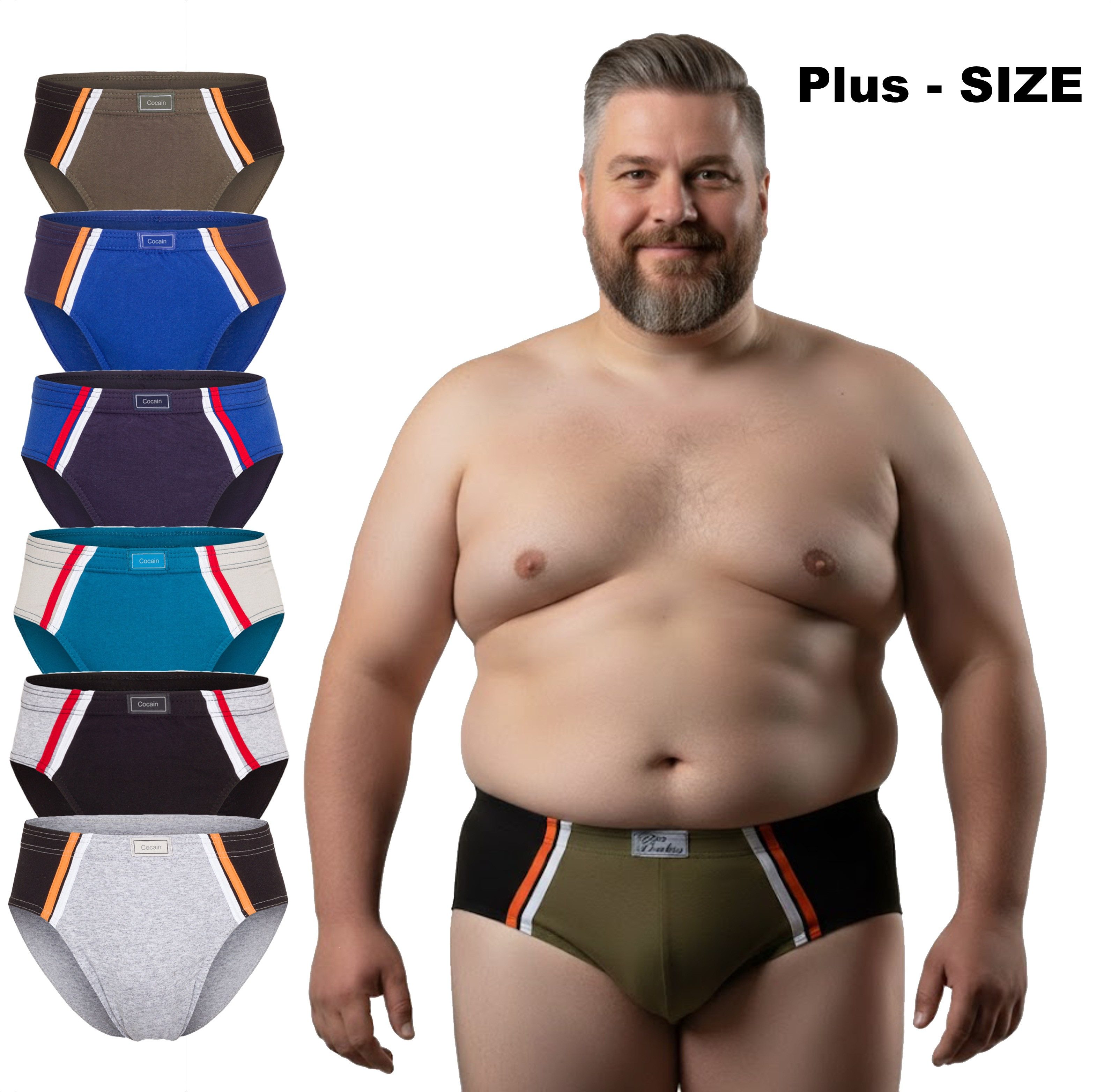 Cocain underwear Slip Herren Sportslip Unterhose Schlüpfer Slip bunt Baumwolle ohne Eingriff (Spar-Set, 9-St) auch in ÜBERGRÖSSEN - produziert in Europa
