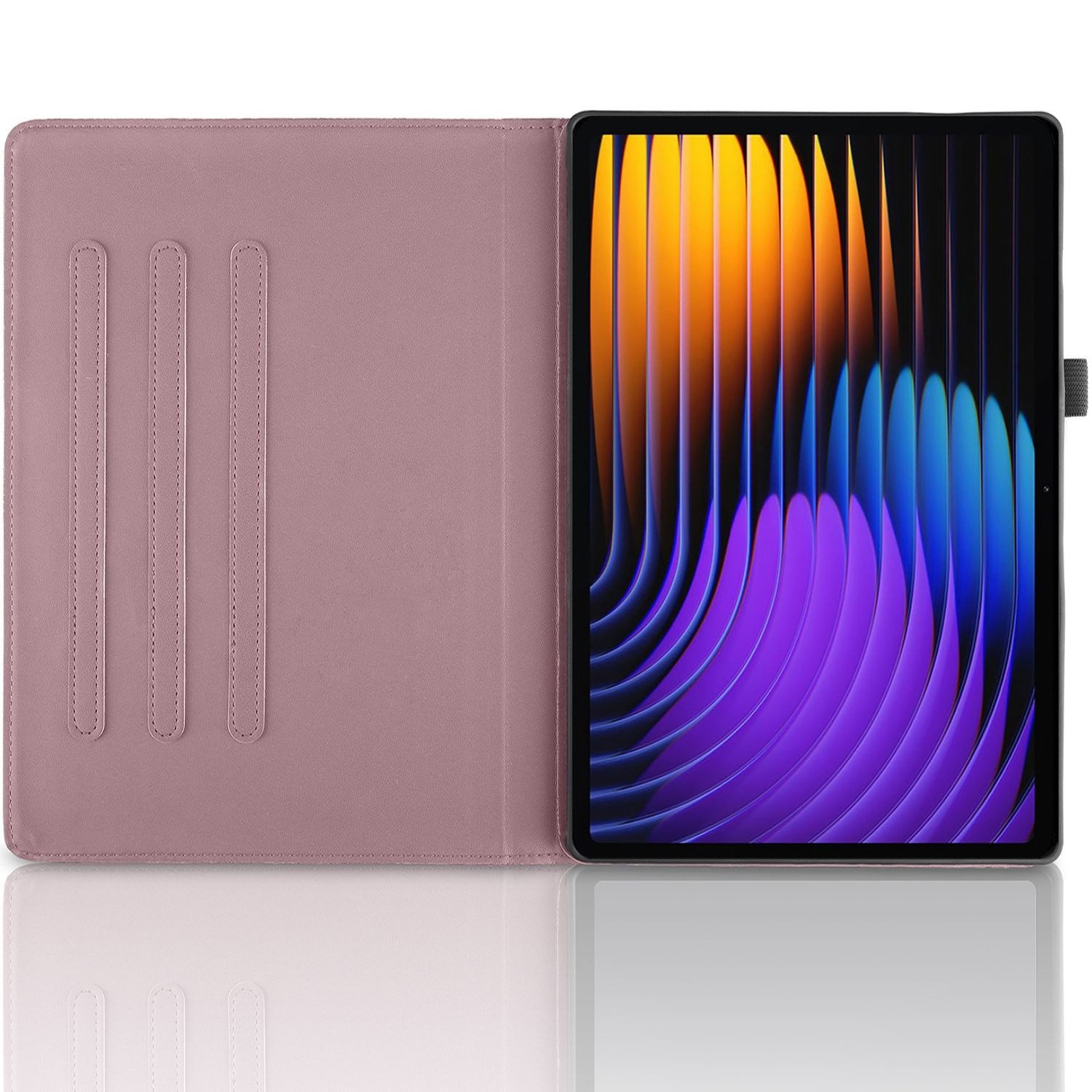 Wigento Tablet-Hülle 360 Grad für Xiaomi Pad 8 / 8 Pro / Pad 7 / 7 Pro Baum Book Pink, 360° Drehfunktion, Baum des Lebens Motiv, Standfunktion