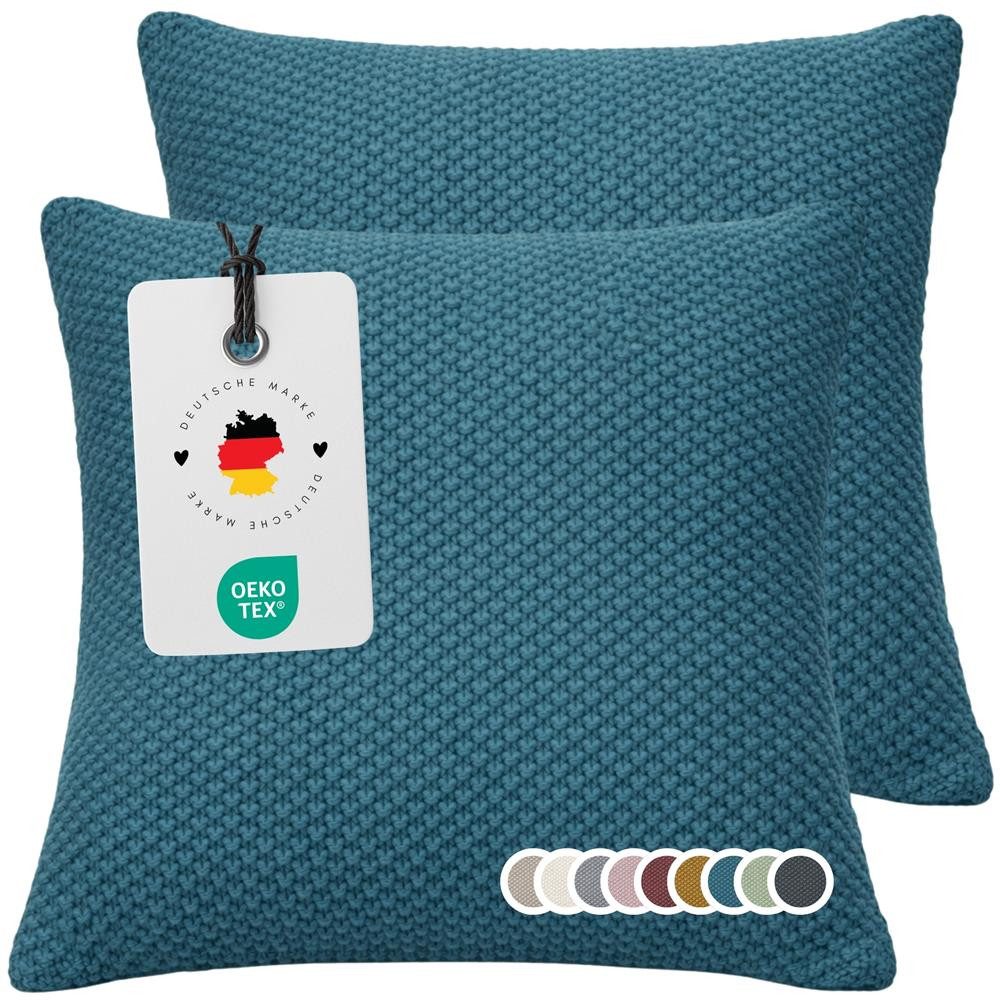 Carpe Sonno Kissenbezug 50 x 50 Strick Dekokissenbezug Sofa Couch Wohnzimmer Kissenhülle Weich, (2 Stück), OEKO-TEX Strick Kissenbezug - Strickdecke passend erhältlich