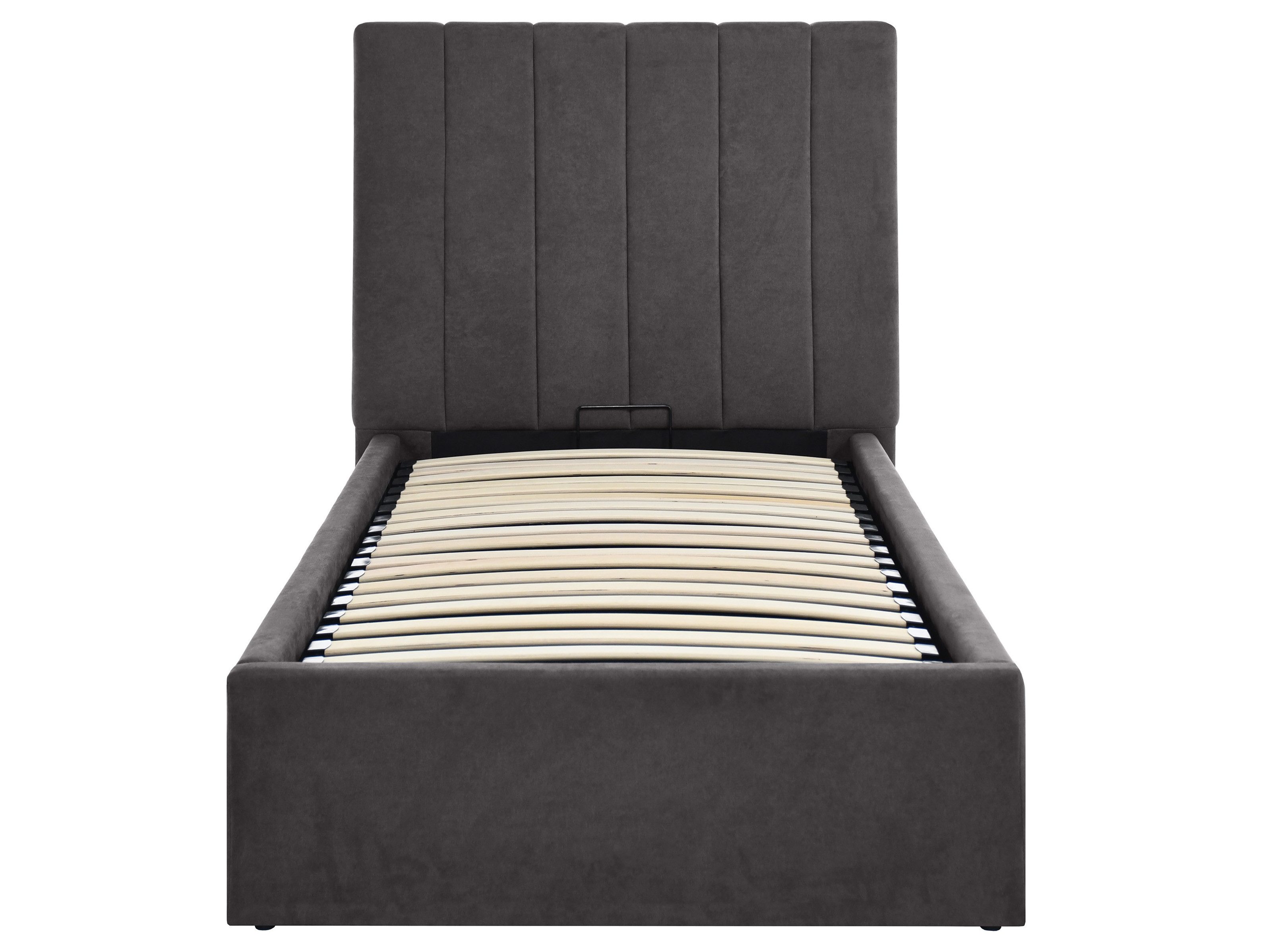 Beautysofa Jugendbett MELVIO 90 × 200 cm mit Bettkasten (Gasdruckfedern, gepolstertes Einzelbett in Taslan Velvet Grey), wahlweise ohne Matratze oder mit MEDIRO – Bild 3 von 5