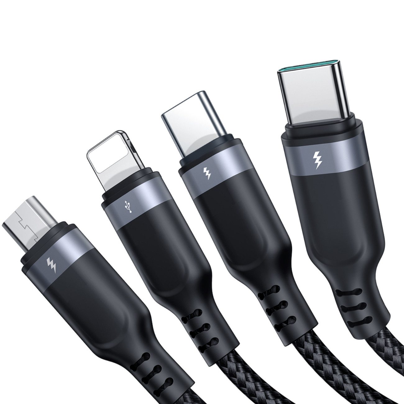 JOYROOM Multi-Use USB-Kabel, USB-A, Lightning, USB-C, Micro-USB, 4-in-1 Ladekabel mit Lightning, 2x USB-C & Micro-USB