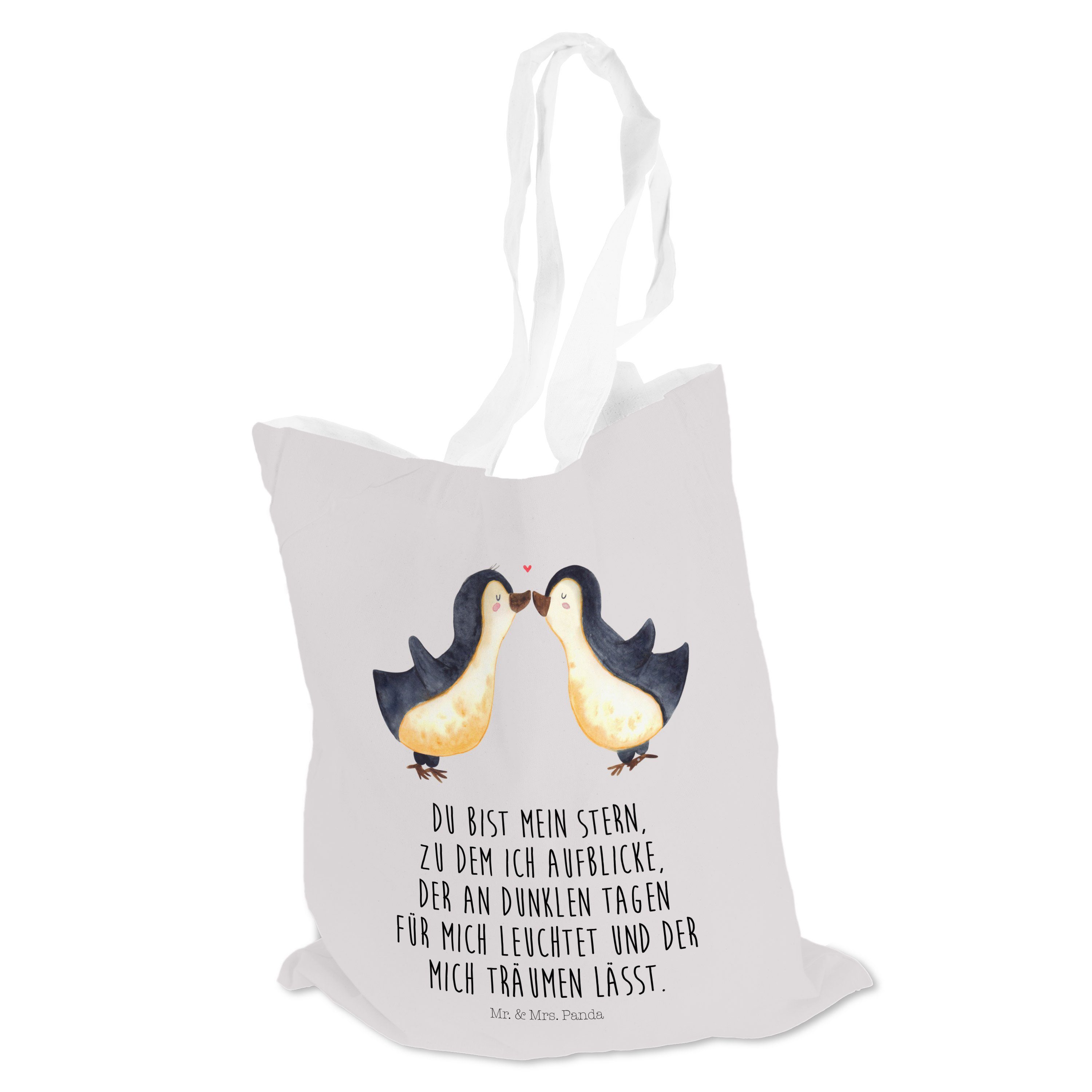 Grau Mr. Pinguin Geschenk, & Mrs. Hocheitstag, Liebe, - Pastell - große Be Panda Tragetasche (1-tlg) Liebe