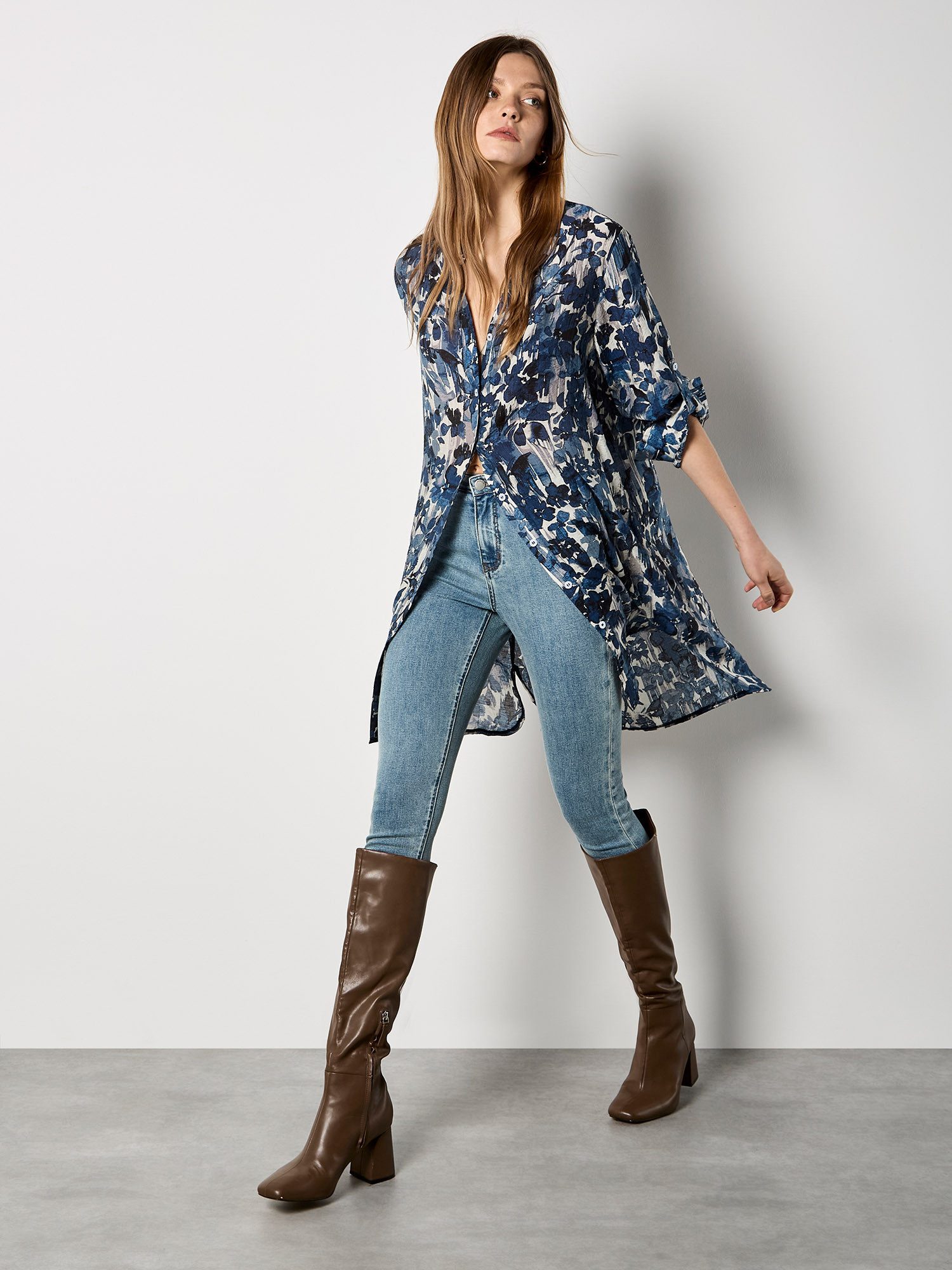 Apricot Tunika Tunika-Hemd mit Blumenmuster günstig online kaufen