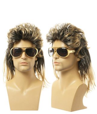 FIDDY Kunsthaarperücke Halloween-Männer-Cosplay-Perücke mit langen glatten Haaren