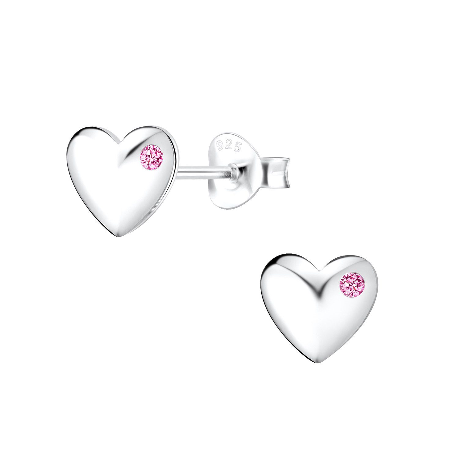 ALEXANDER YORK Paar Ohrstecker HERZ Zirkonia rosa, 2-tlg., 925 Sterling Silber