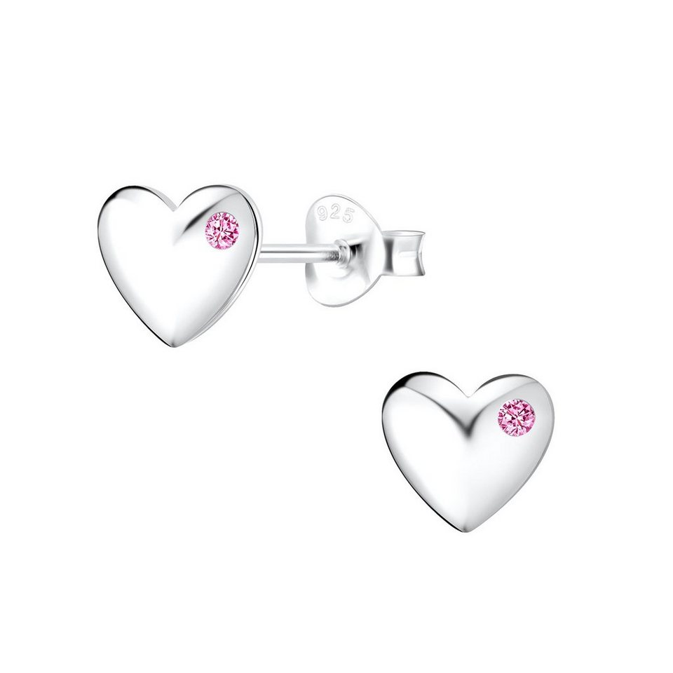 ALEXANDER YORK Paar Ohrstecker HERZ Zirkonia rosa, 2-tlg., 925 Sterling  Silber