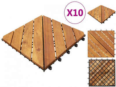 vidaXL Terrassendielen Terrassenfliesen 10 Stk 30x30 cm Massivholz Akazie, BxL: je 30x30 cm