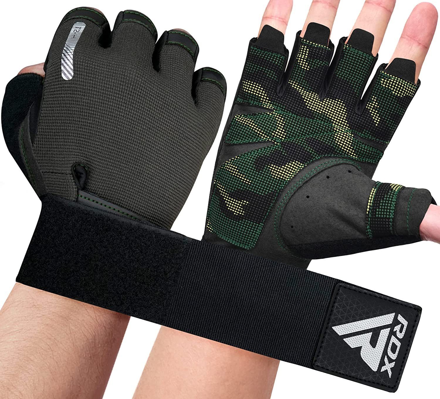 Trainingshandschuhe dehnbare RDX lange extra RDX Gewichtheberhandschuhe, Handgelenkstütze GREEN