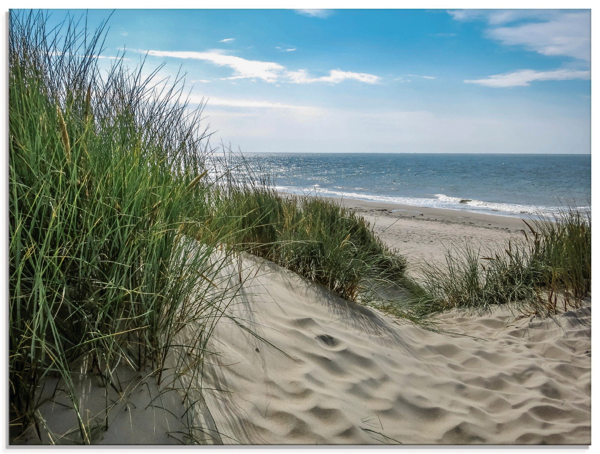 Artland Glasbild Dünenlandschaft im Sommer an der Nordsee, Strand (1 St),  in verschiedenen Größen